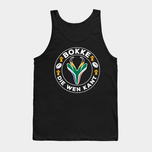 South Africa Die Wen Kant Funny Vintage T-Shirt | Springbok Head & Flag 2023 2019 2007 1995 | Nou Gaan Ons Braai | Lekker Tank Top by BraaiNinja